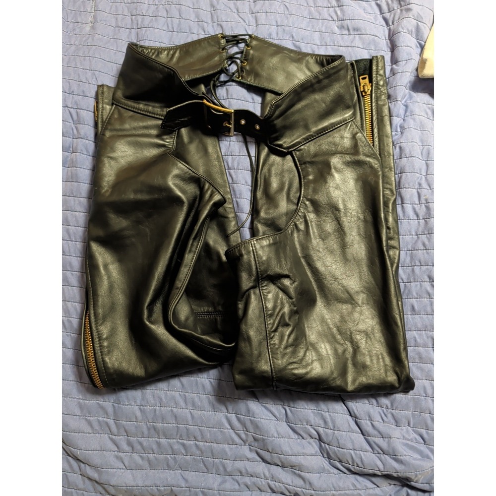 70s 80s Protech Leather Daddy Apparel Leather Chaps Med Size